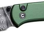 CIVIVI KNIFE QUIBIT 2.98" - GREEN/DAMASCUS BUTTON LOCK