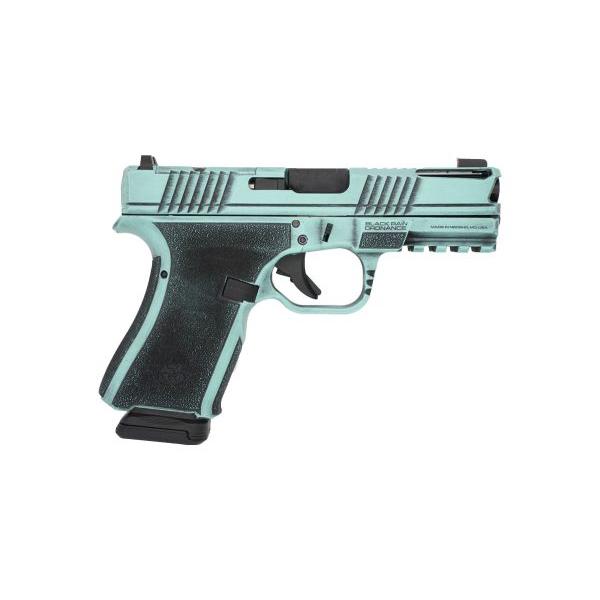 Black Rain Frontline+ Handgun 9mm Luger 15rd Magazine 3.75" Barrel Robins Egg Blue Battleworn Finish Optic Ready