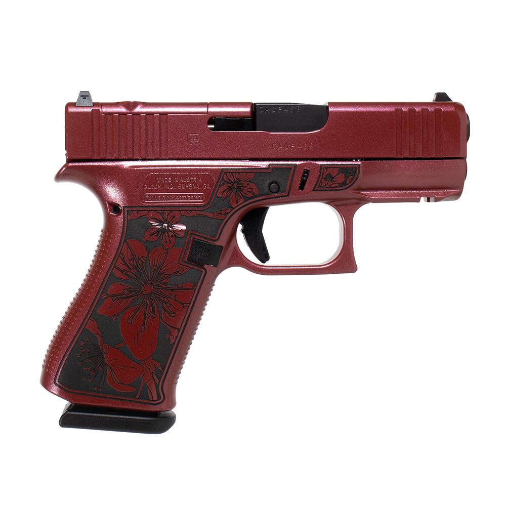 Glock 43x MOS Custom "Cherry Blossom Engraved Medusa Pink Frame" Subcompact Handgun 9mm Luger 10rd Magazines (2) 3.41" Barrel Austria
