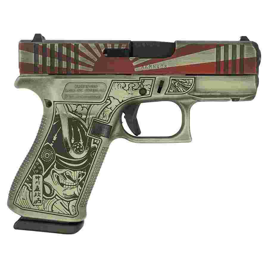 Glock 43X "Rising Sun Bushido" Battle Worn Handgun 9mm Luger 10rd Magazines(2) 3.4" Barrel Accessory Rail USA Made