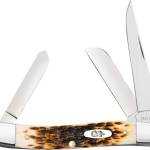 CASE KNIVES AMBER BONE PEACH - SEED JIG MEDIUM STOCKMAN