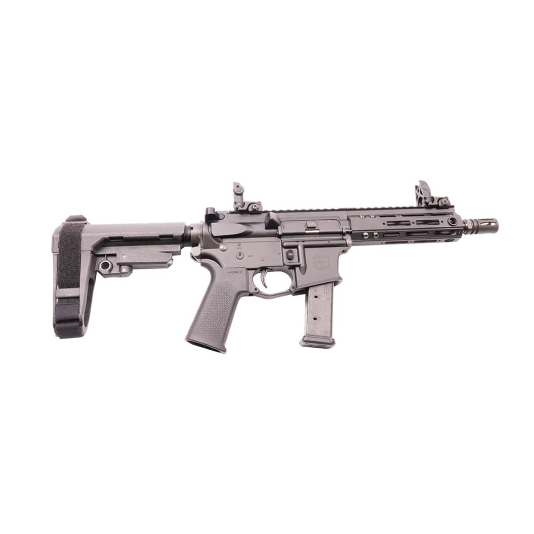 Alpha Foxtrot AF9-G.Pistol 9mm Luger 20rd Magazine 7.5" Barrel Blowback Operation Anodized Black Brace
