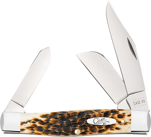 CASE KNIVES AMBER BONE PEACH - SEED JIG LARGE STOCKMAN