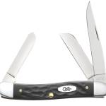 Case 18222 Stockman Medium Folding, 2.57"/1.88"/1.71" Clip Point/Sheepsfoot/Spey Plain Mirror Polished Tru-Sharp SS Blade, Rough Black Jigged Synthetic Handle