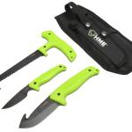 HME KN3PFK 3-Piece Field Kit Fixed 420HC Stainless Steel Black Oxide Thermoplastic Rubber Green 9.50" Gut Hook/8.75" Saw/7.50" Caper