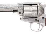 Taylors & Company 550929 1873 Cattleman 357 Mag Caliber with 5.50" Barrel, 6rd Capacity Cylinder, Overall White Floral Engraved Finish Steel & Walnut Grip