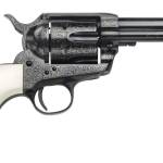 Taylors & Company 200059 1873 Cattleman Outlaw Legacy 357 Mag Caliber with 4.75" Barrel, 6rd Capacity Cylinder, Overall Blued Engraved Finish Steel & Ivory Synthetic Grip