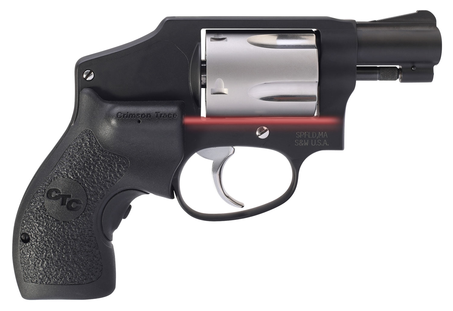 Smith & Wesson 12643 Performance Center Model 442 38 S&W Spl +P 5rd 1.88" Black Stainless Steel Barrel, Black Fluted Cylinder, Matte Black Aluminum Black Frame with Black Crimson Trace Lasergrip