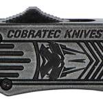CobraTec Knives SSWCTK1SDNS CTK-1  Small 2.75" OTF Drop Point Plain D2 Steel Blade/Black Stonewashed Aluminum Handle Features Glass Breaker Includes Pocket Clip