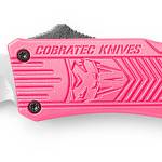 CobraTec Knives SPKCTK1STNS CTK-1  Small 2.75" OTF Tanto Plain D2 Steel Blade/Pink Aluminum Handle Features Glass Breaker Includes Pocket Clip