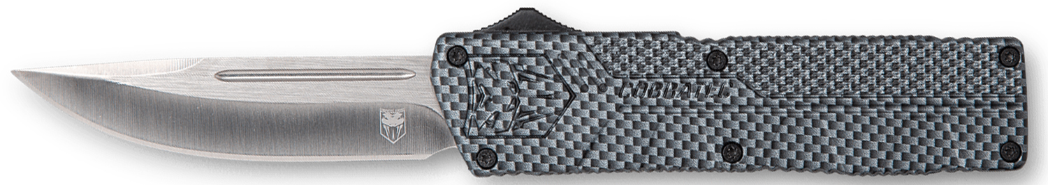 CobraTec Knives CFCTLWDNS Lightweight  3.25" OTF Drop Point Plain D2 Steel Blade/Carbon Fiber Aluminum Handle Includes Pocket Clip
