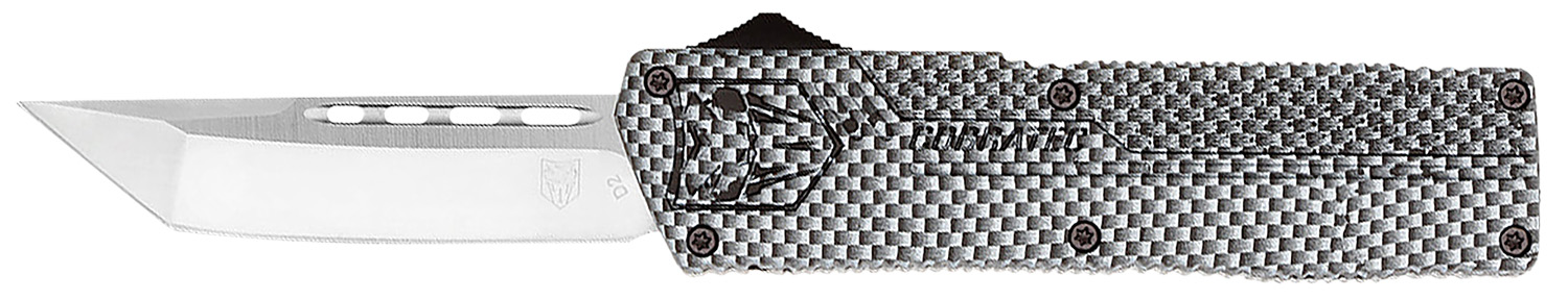 CobraTec Knives CFCTLWTNS Lightweight  3.25" OTF Tanto Plain D2 Steel Blade/Carbon Fiber Aluminum Handle Includes Pocket Clip