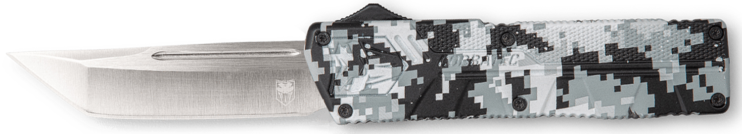 CobraTec Knives WDCCTLETNS Lightweight  3.25" OTF Tanto Plain D2 Steel Blade/Winter Digi Camo Aluminum Handle Includes Pocket Clip