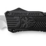 CobraTec Knives LBCTK1LDS CTK-1  Large 3.75" OTF Drop Point Part Serrated D2 Steel Blade/ Black Aluminum Handle Features Glass Breaker Includes Pocket Clip