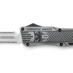 CobraTec Knives LSWCTK1LDG2SS CTK-1  Large 3.75" OTF Dagger Part Serrated D2 Steel Blade/ Stonewashed Aluminum Handle Features Glass Breaker Includes Pocket Clip