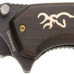 Browning 3220392 Hunter  Large 3.50" Folding Drop Point Plain Black Oxide Stonewashed 440C SS Blade/Brown Jigged Hardwood Walnut Handle Includes Pocket Clip