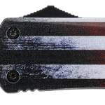 Templar Knife LUS331 Gen II US Flag Large 3.50" OTF Drop Point Plain Black Oxide Stonewashed 440C SS Blade, 5.25" US Flag Aluminum Handle, Glass Breaker