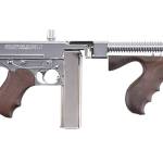 Thompson TI50DCR 1927A-1 Deluxe Carbine 45 ACP Caliber with 18" Barrel, 20+1 Capacity (Stick), 50+1 Capacity (Drum), Hard-Chrome Plated Metal Finish, American Walnut Stock Wood Grip Right Hand