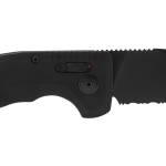 S.O.G SOG-15-38-08 SOG-TAC Auto Compact 2.94" Folding Straight Back Part Serrated Black TiNi Cryo D2 Steel Blade Black Micro-Textured Anodized Aluminum Handle Includes Pocket Clip