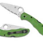 Spyderco  Salt 2  3" Folding Clip Point Serrated H1 Steel Blade Green Bi-Directional Texturing FRN Handle Includes Pocket Clip