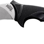 Cold Steel CS49KST Steel Tiger  4.75" Fixed Plain Stone Washed Japanese AUS-8A SS Blade/Black w/Thumb Shelf & Finger Ring Griv-Ex w/Overmold Kray-Ex Handle