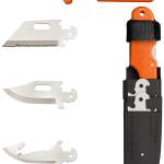 Cold Steel CS-40AL Click-N-Cut Hunter 2.50" Fixed Bowie/Gut Hook/Plain/Serrated Satin 420J2 SS Blade/Orange ABS Handle