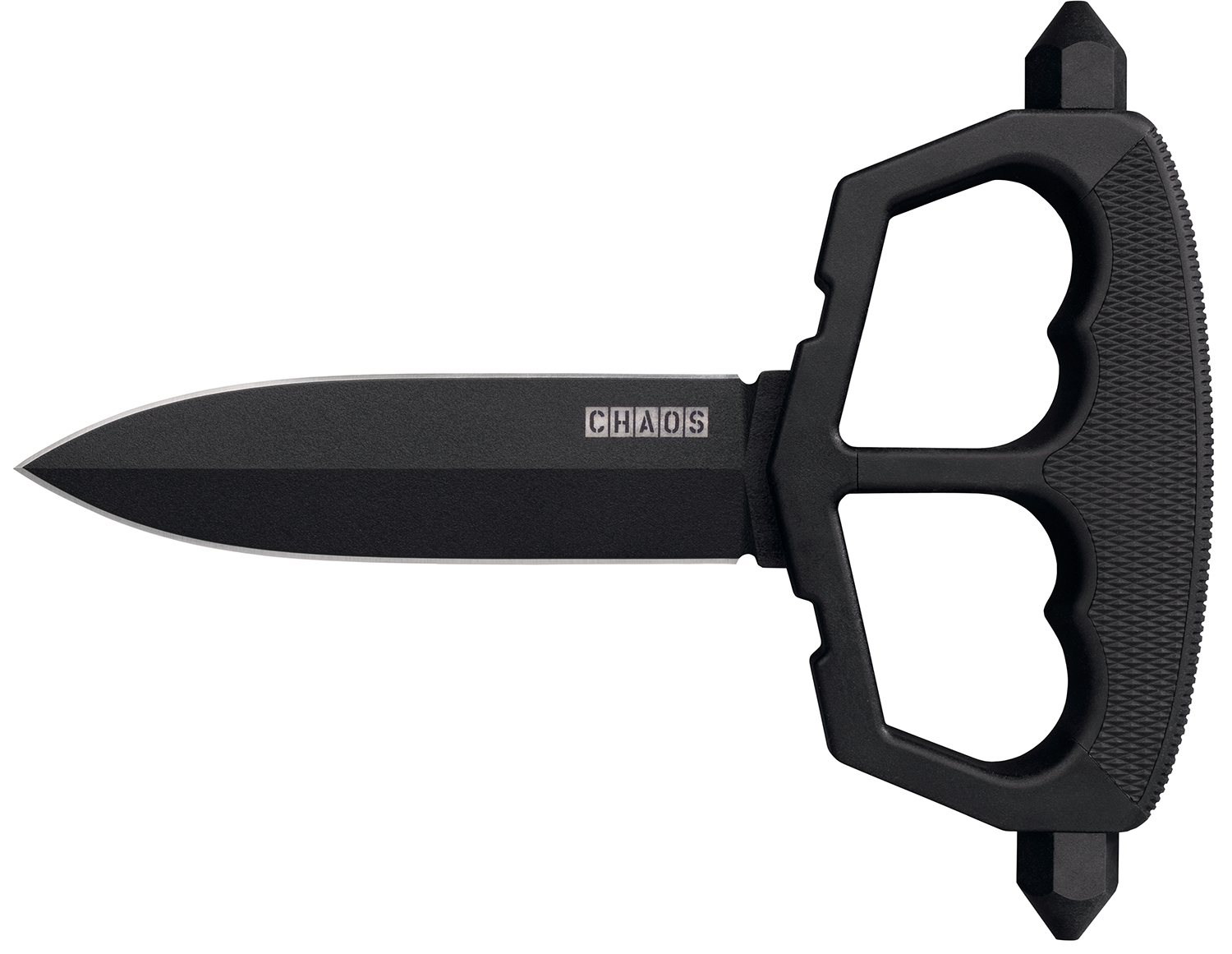 Cold Steel CS80NT3 Chaos Push Knife 5" Fixed Plain Black Matte Powder Coat SK-5 Steel Blade/ Black w/D-Guard Handle Griv-Ex w/Overmold Kray-Ex Handle Includes Belt Loop/Sheath