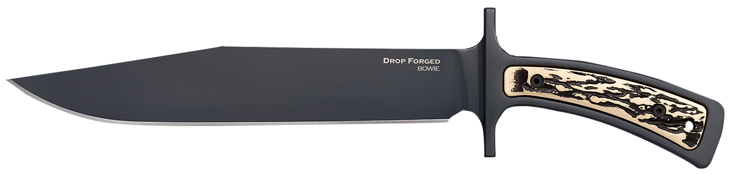 Cold Steel CS-36MK Drop Forged  9.50" Fixed Bowie Plain Black 52100 High Carbon Steel Blade/ Black & Ivory Faux Stag Handle Includes Belt Loop/Sheath