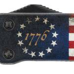 Templar Knife MZBRF221 Premium Weighted Betsy Ross Flag Slim 3.16" OTF Tanto Plain Black Oxide Stonewashed D2 Steel Blade, 4.93" Betsy Ross Flag Aluminum Zinc Alloy Handle