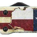Templar Knife SZTX321 Premium Weighted Texan Small 3" OTF Drop Point Plain Black Oxide Stonewashed D2 Steel Blade, 4.50" Red/White/Blue w/"The LONE STAR State" Aluminum Zinc Alloy Handle