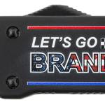 Templar Knife LZLGB521 Premium Weighted Let's Go Brandon Large 3.55" OTF Tanto Part Serrated Black Oxide Stonewashed D2 Steel Blade, 5.25" Black "Lets Go Brandon" Aluminum Zinc Alloy Handle