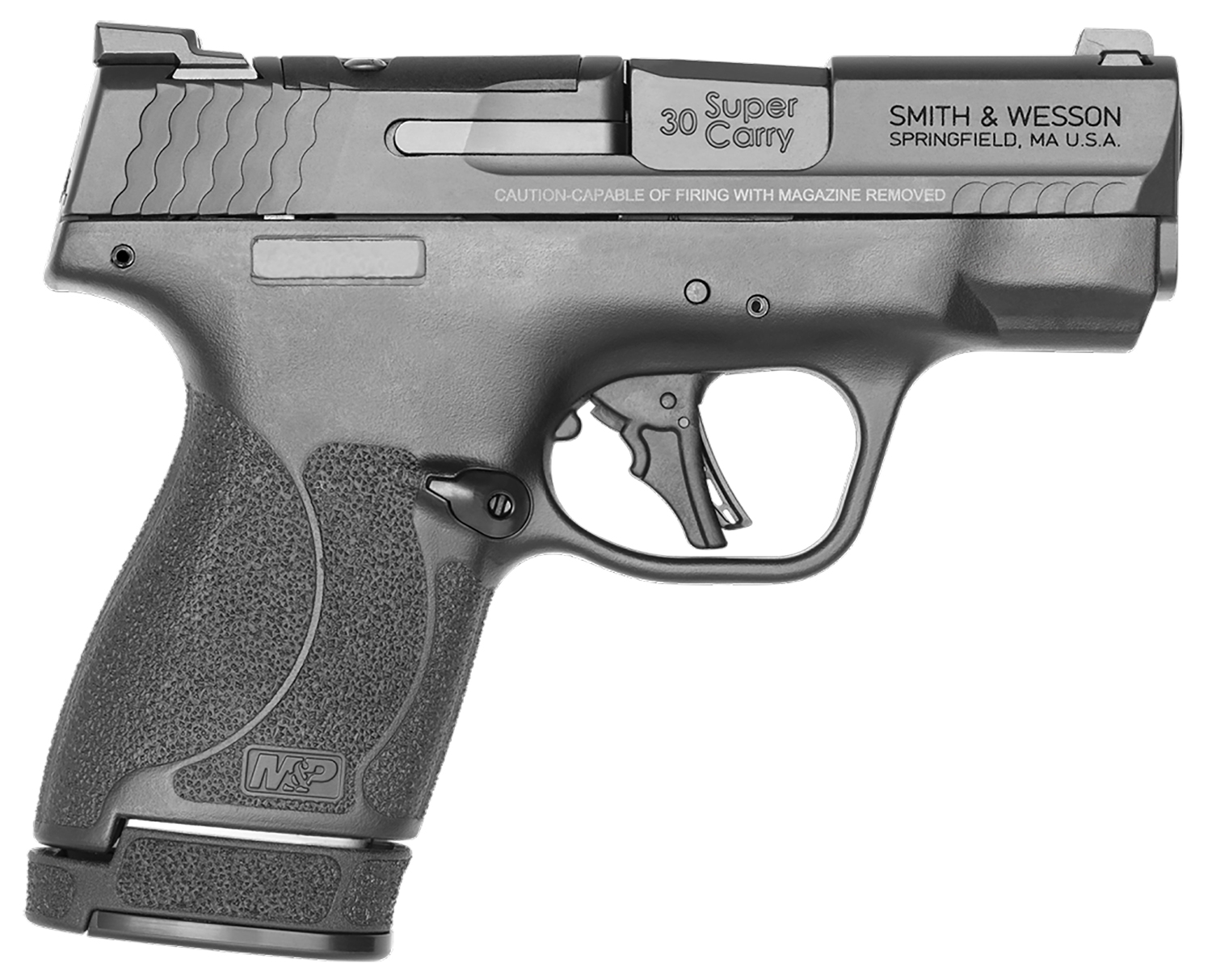 Smith & Wesson 13473 M&P Shield Plus Optic Ready 30 Super Carry 3.10" Barrel 13+1 Or 16+1, Black Polymer Frame & Grip, Optic Cut Armornite Stainless Steel Slide, Tritium Night Sights, Manual Safety