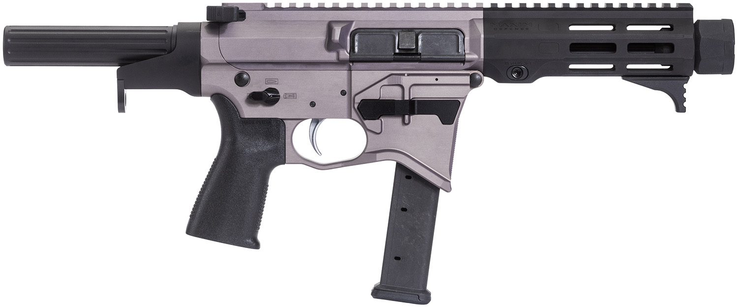 Maxim Defense MXM48174 CPS MD9 9mm Luger Caliber with 5.50" Barrel, Urban Grey Anodized Metal Finish, Black Maxim CQB Brace & Polymer Grip Right Hand