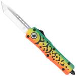CobraTec Knives MFLGNFS3TNS FS-3 Fishing Lure Medium 3" OTF Tanto Plain Satin D2 Steel Blade, 4.50" Green Fishing Lure Aluminum Cerakoted Handle