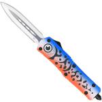 CobraTec Knives MFLBLUFS3DAGNS FS-3 Blue Lure Medium 3" OTF Dagger Plain Satin D2 Steel Blade, 4.50" Blue Fishing Lure Aluminum Cerakoted Handle
