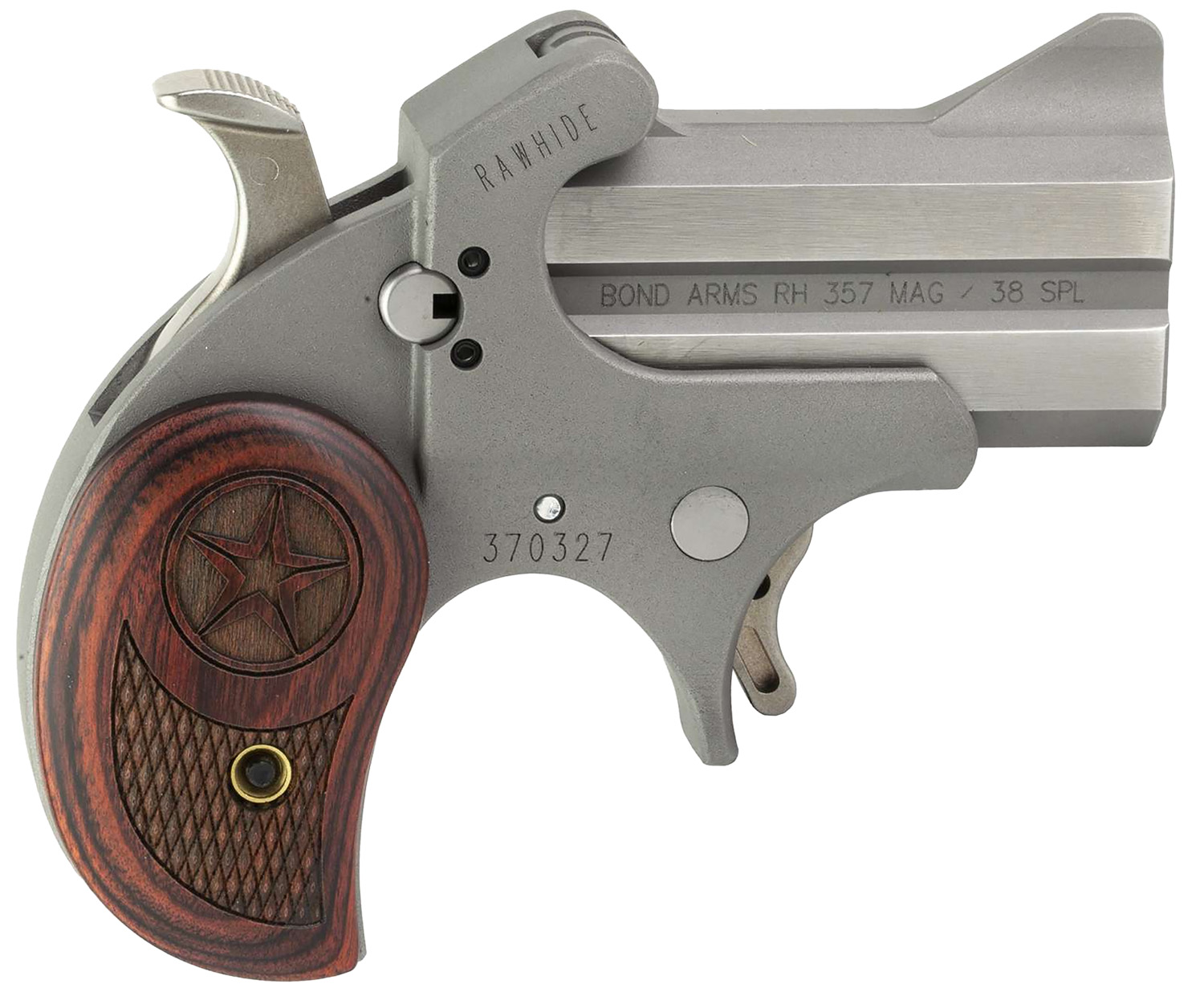 Bond Arms BARHRW Rawhide  38 Special/357 Mag 2 Shot 2.50" Rough Matte Stainless Steel Barrel & Frame, Rosewood Grips
