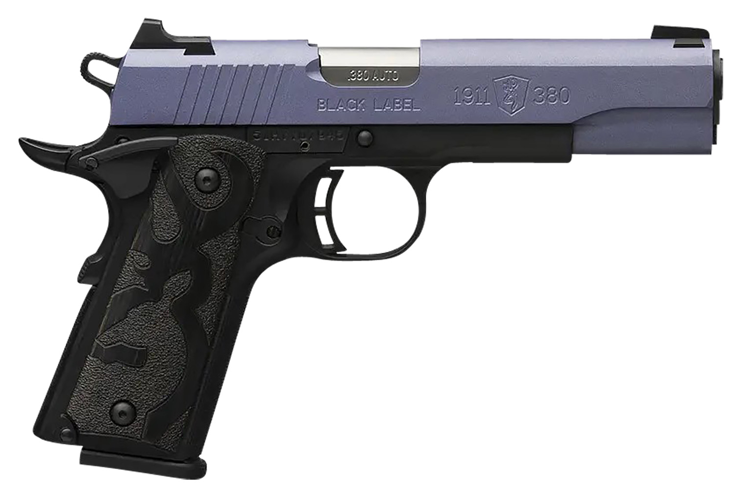 Browning 051985492 1911 Black Label Full Size Frame 380 ACP 8+1 4.25" Matte Stainless Steel Barrel, Crushed Orchid Cerakote Steel Slide, Matte Black Polymer Frame, Black Polymer Grip