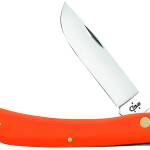 Case 80512 Sod Buster 3.30" Folding Skinner Plain Mirror Polished Tru-Sharp SS Blade, Smooth Orange Synthetic Handle