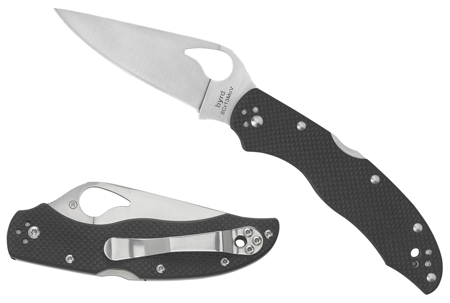 Spyderco BY01GPS2 Harrier 2  3.39" Folding Drop Point Part Serrated Stonewashed 8Cr13MoV SS Blade, Black Textured G10 Handle, Includes Pocket Clip