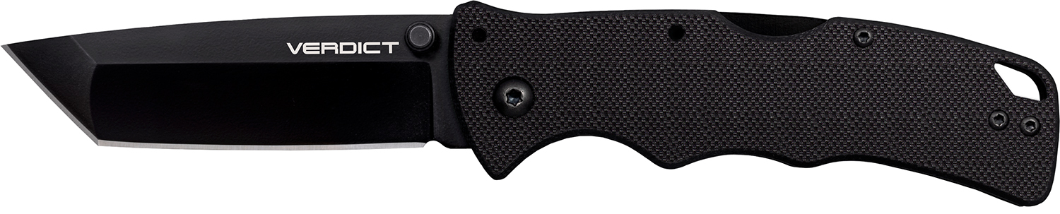 Cold Steel CSFLC3T10A Verdict  3" Folding Tanto Plain Black Matte AUS-10A SS Blade/Black G10 Handle Includes Belt Clip