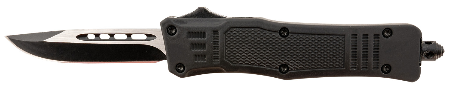 Steel River Knives MT616BDP Spartan  Mini 2.75" OTF Drop Point Plain Black/Silver 440C SS Blade/ 4.25" Black Aluminum Zinc Alloy Handle