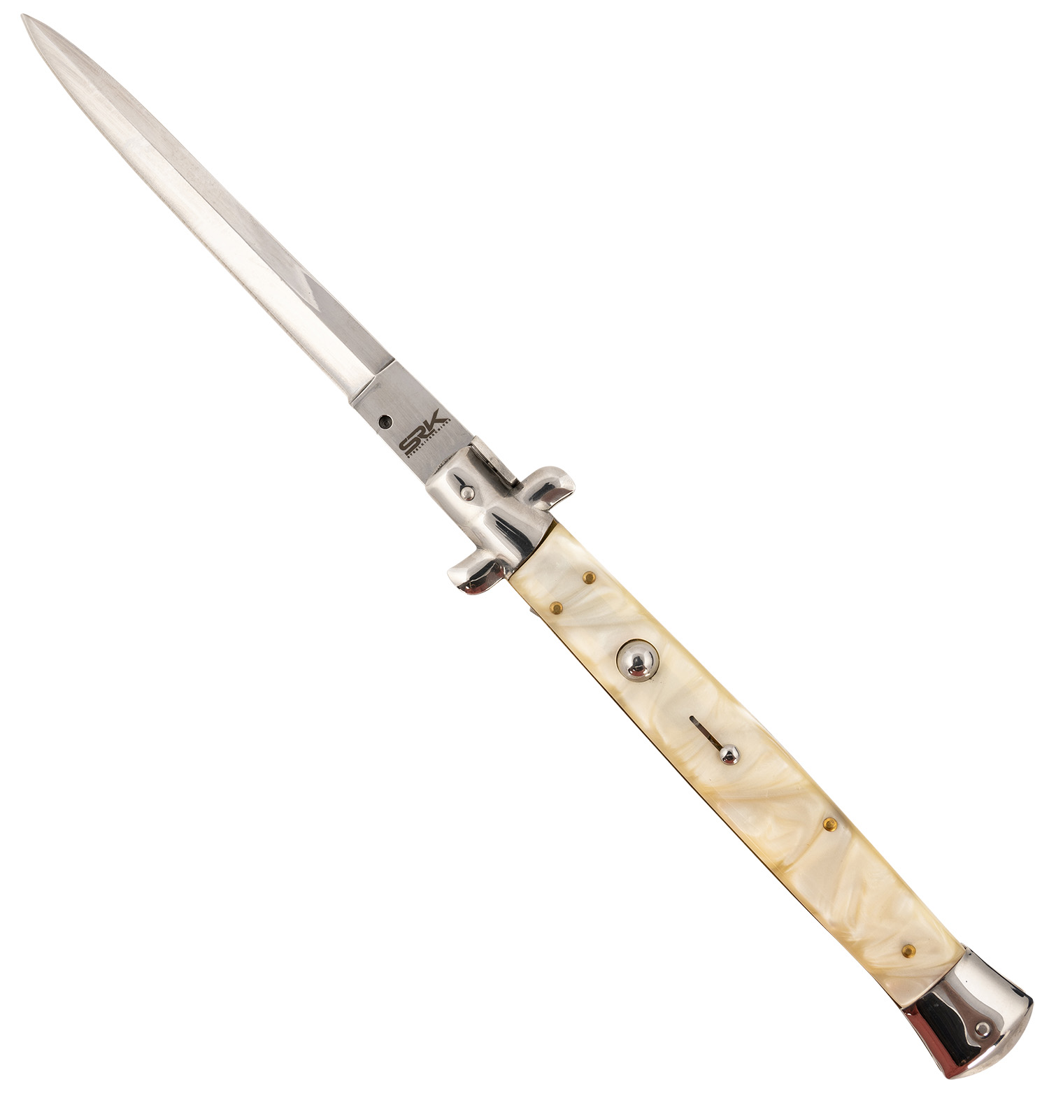 Steel River Knives CIMOPD Spartan  6" Italian Dagger Polished Blade 7" Mother of Pearl Synthetic Handle Side Open