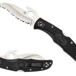 Spyderco C12SBK2W Matriarch 2 3.57" Folding Reverse S Serrated Satin VG-10 SS Blade/Black Bi-Directional Texturing FRN Handle Includes Pocket Clip