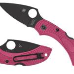 Spyderco C28FPPNS30VBK2 Dragonfly 2  2.30" Folding Plain Black TiCN CPM S30V SS Blade/Pink Textured w/Black Accents FRN Handle Includes Pocket Clip