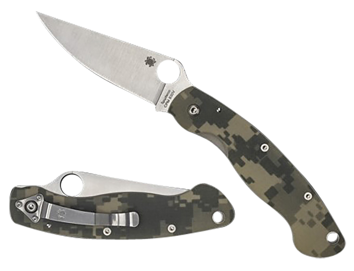 Spyderco C36GPCMO Military  4" Folding Clip Point Plain Stonewashed CPM S30V SS Blade/ Digital Camo G10 Handle Includes Pocket Clip