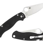 Spyderco C81GPLE2 Para Military 2  3.42" Folding Plain Satin CPM S45VN SS Blade Black Textured G10 Handle Left Hand Includes Pocket Clip