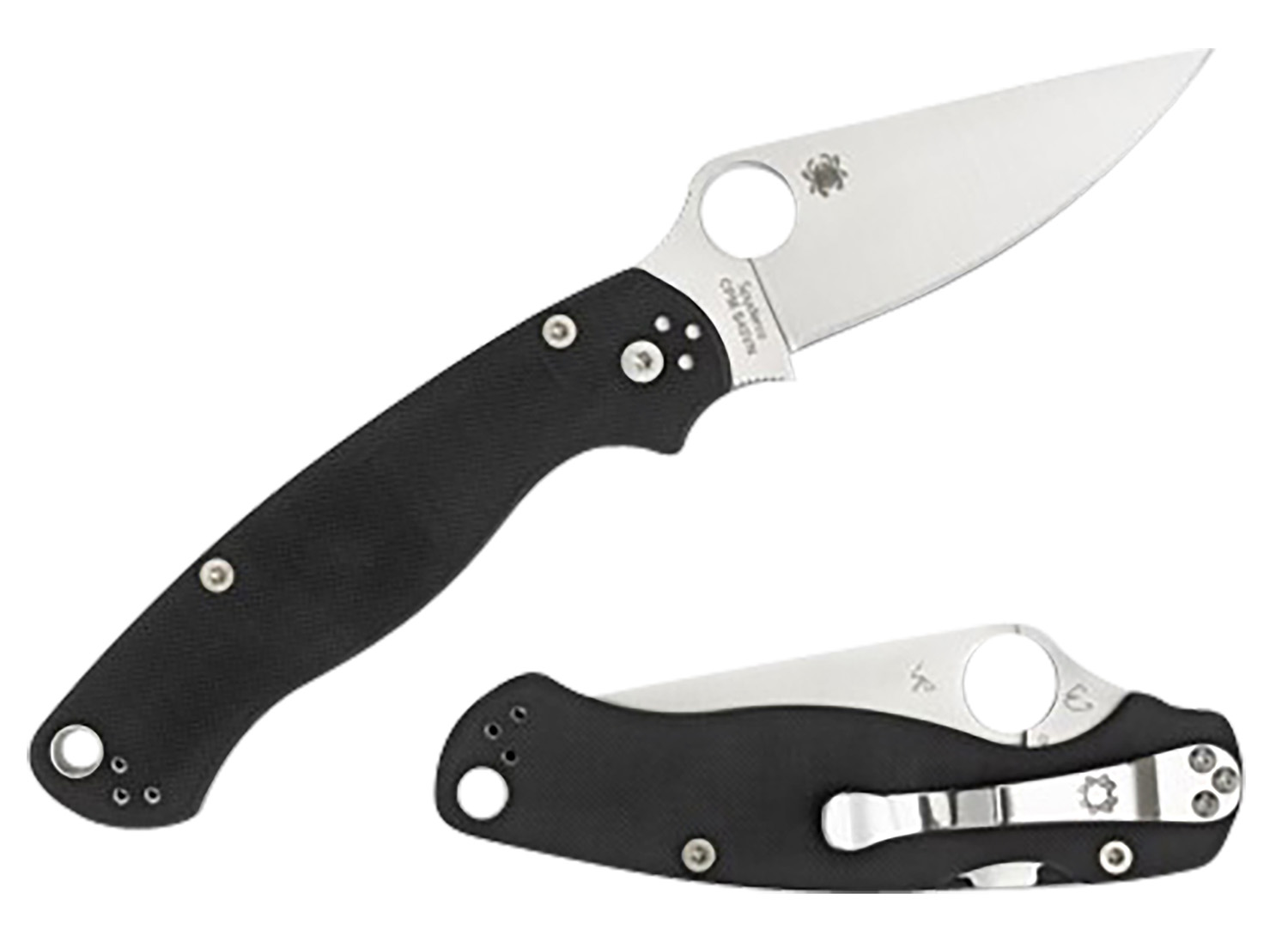 Spyderco C81GPLE2 Para Military 2  3.42" Folding Plain Satin CPM S45VN SS Blade Black Textured G10 Handle Left Hand Includes Pocket Clip