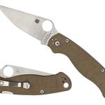 Spyderco C81MPCW2 Military 2  3.47" Folding Plain Stonewashed CPM Cru-Wear Blade/Brown Canvas Textured Micarta Handle Includes Pocket Clip