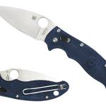 Spyderco C101PDBL2 Manix 2 Lightweight 3.37" Folding Plain Satin CTS BD1 SS Blade/Dark Blue Bi-Directional Texturing FRCP Handle Includes Pocket Clip