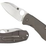 Spyderco C158TIP2 Techno 2  2.52" Folding Sheepsfoot Plain CTS XHP Steel Blade/Matte Stonewashed Titanium Handle Includes Pocket Clip